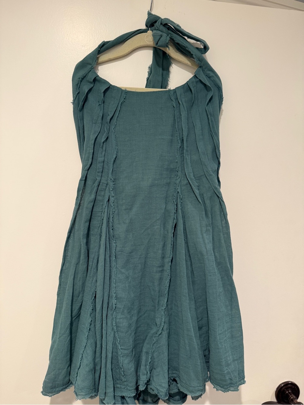 Free People Teal Halter Gauze Dress